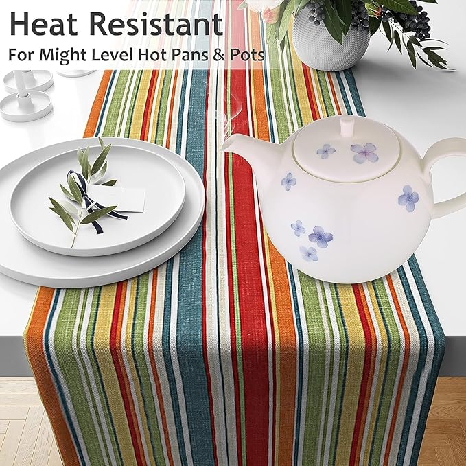 Ruvanti 100% Cotton Table Runner 108 Inches Long, Stain Resistant, Washable & - Image 4