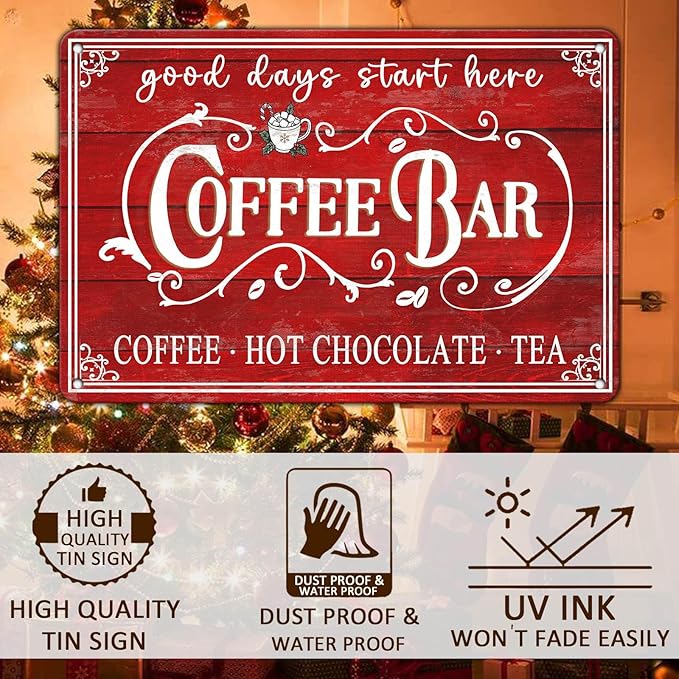 Vintage Christmas Coffee Bar Tin Sign - Image 4