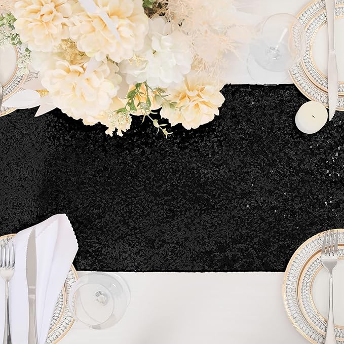 Black Table Runners Sparkly Halloween Table Runner 10 Packs 12x108 Inches - Image 8