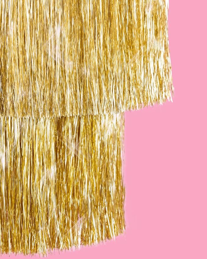 xo, Fetti Gold Fringe Tinsel Chandelier | 16" | Bachelorette Party Decorations - Image 4
