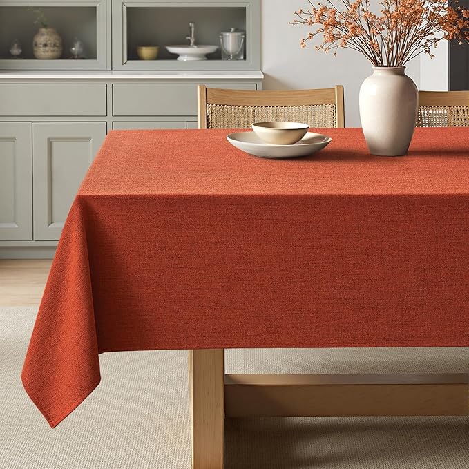 MIULEE Burnt Orange Linen Tablecloth 60x104 Inch Rectangle Table Cloth by MIULEE