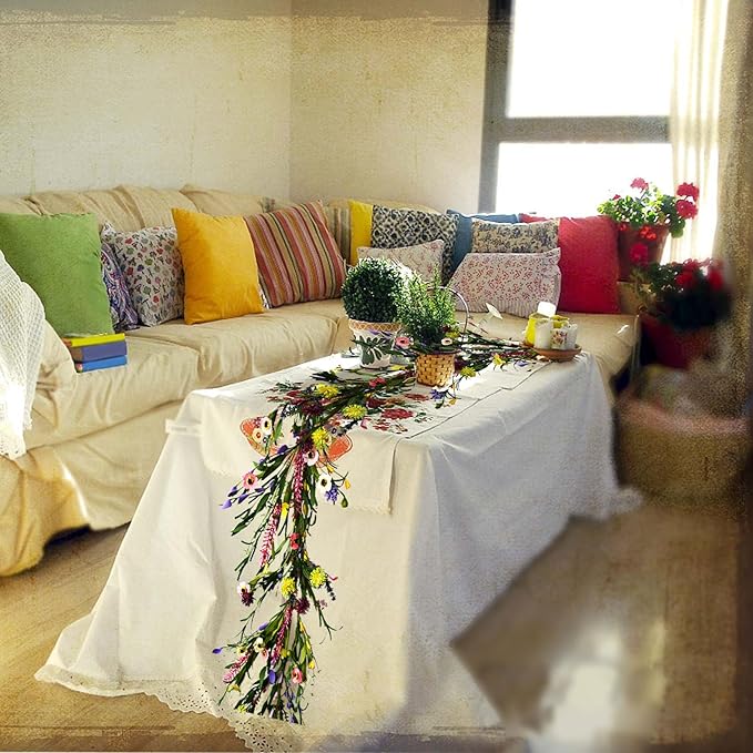2PCS Artificial Wildflower Garland, 6FT Faux Flower Hanging Vine, Spring Summer - Image 7