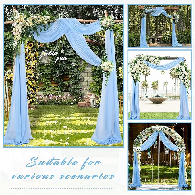 Wedding Arch Drapes Fabric 2 Panels 20Ft Length x 28" Width Baby Blue Arch - Image 7