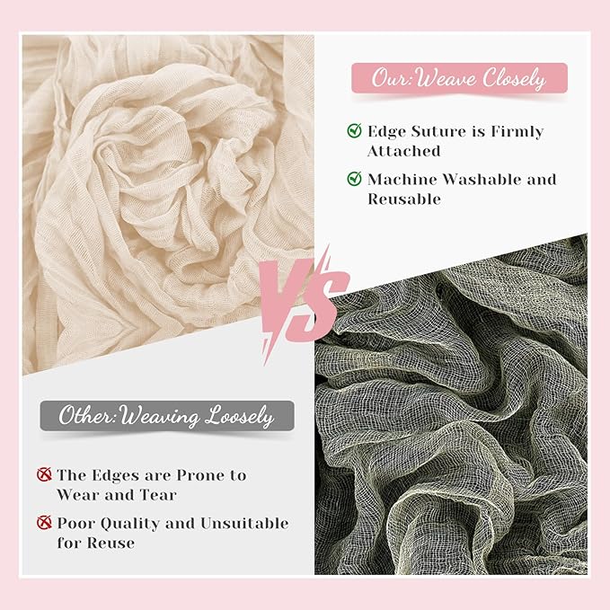 Champagne Table Runner, 10Ft 120in Cheesecloth Table Runner, Gauze Rustic - Image 5