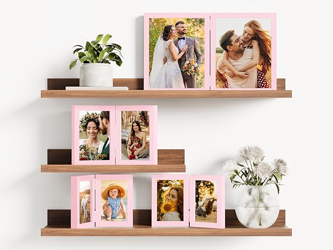 decorUhome Double 4x6 Picture Frame Vertical, Engineered Wood Bifold Photo Frame - Image 5