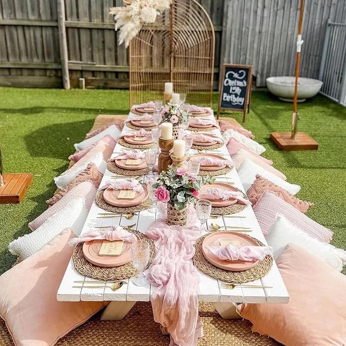Dusty Pink Table Runner Cheese Cloth 10ft Gauze Runner Boho Cheesecloths Table - Image 2