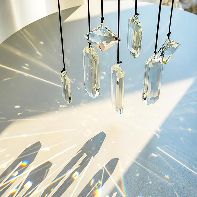 HDCRYSTALGIFTS Modern Grief Gift, Set 7 Clear Crystal Prisms Suncatchers - Image 3