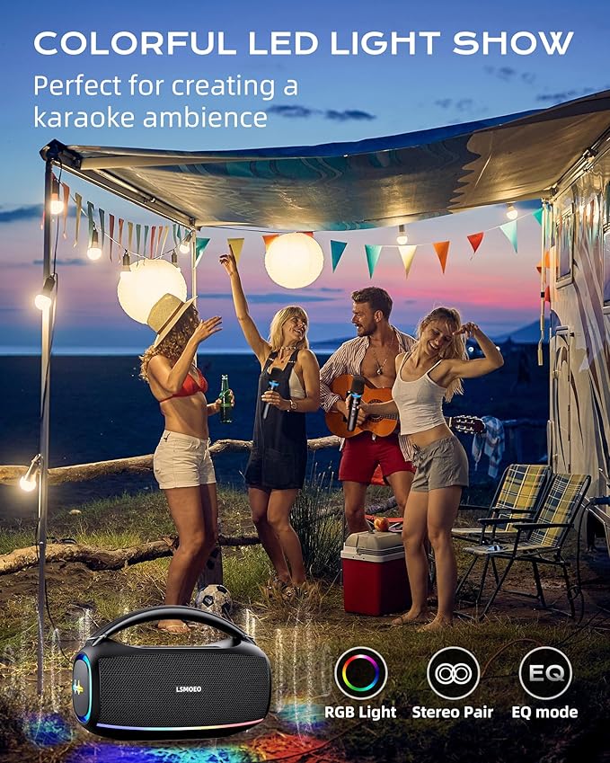 Karaoke Machine, IPX5 Waterproof Portable Bluetooth 5.3 Speaker - Image 8