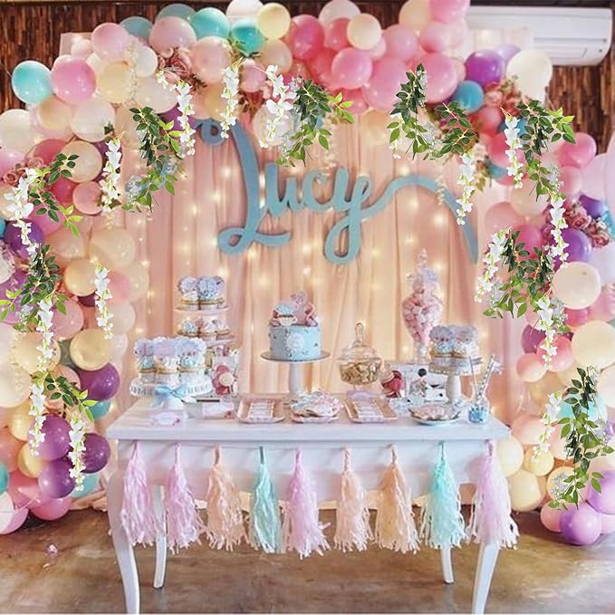 DearHouse 4Pcs 6.6Ft/Piece Artificial Flowers Silk Wisteria Garland Artificial - Image 4