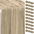 10 Pack Khaki Cheesecloth Table Runner 35x120 Inch 10Ft Rustic Gauze Cheese by SuBleer