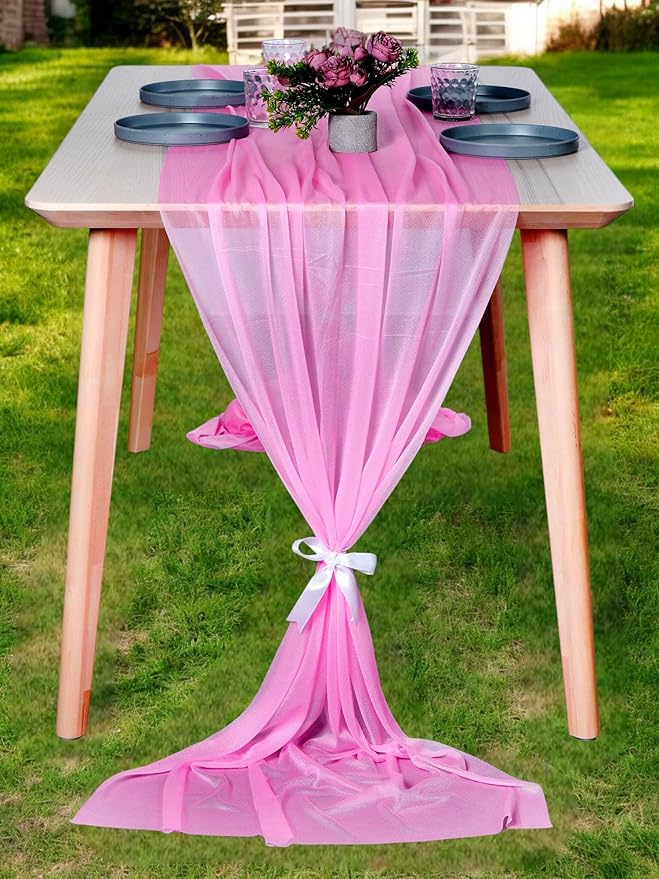 MDS 10 Pack 10ft Chiffon Table Runner 29 x 120 Inches Sheer Wedding Runner by MDS