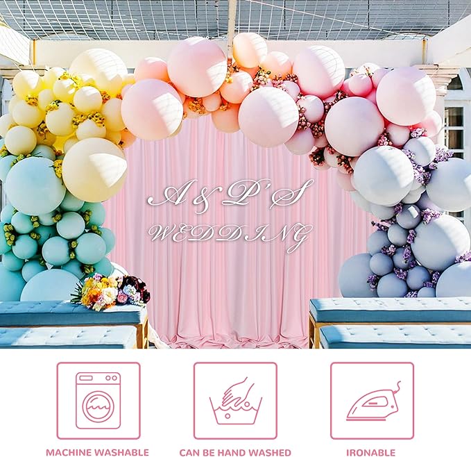 MEETSKY Pink Backdrop Curtain for Parties Baby Shower Pink Photo Curtains - Image 6