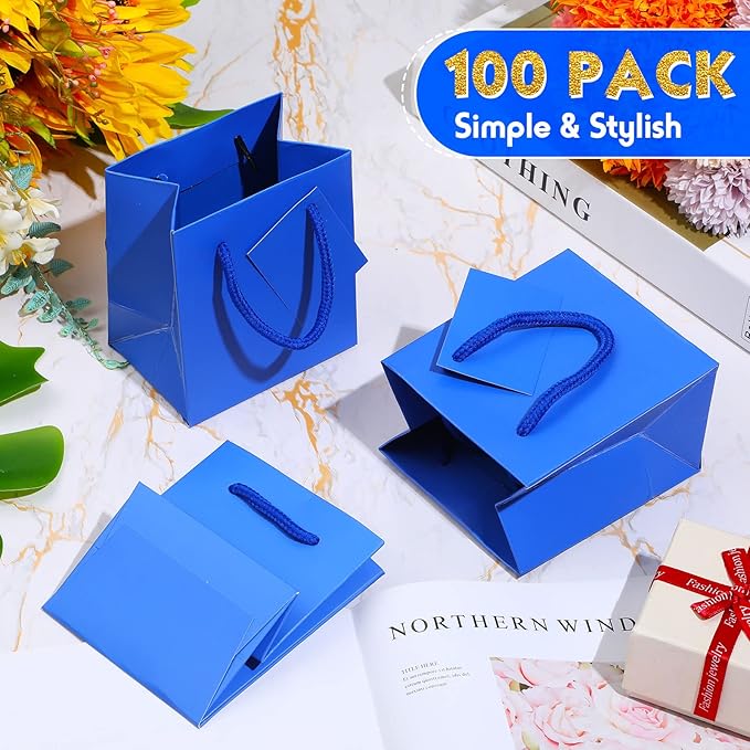 Sherr 100 Pack Mini Gift Bags Bulk, 4 x 2.75 x 4.5 Inches Paper Bags - Image 6