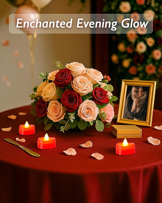 Raycare Red LED Tea Lights Battery Operated, 200+Hour Flickering Votive Candles - Image 7