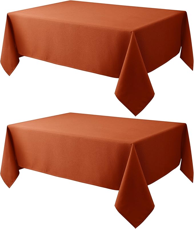 Biscaynebay 2 Pack Fall Table Cloth Rectangle 52x70 Inch, Rust Thanksgiving by Biscaynebay