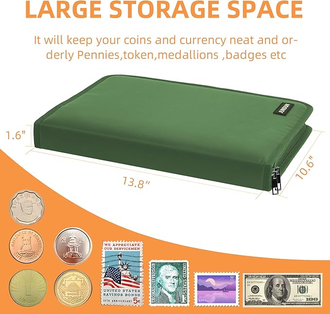 Coin Collection Book Holder for Collectors, 300 Pockets Fireproof Coins - Image 6