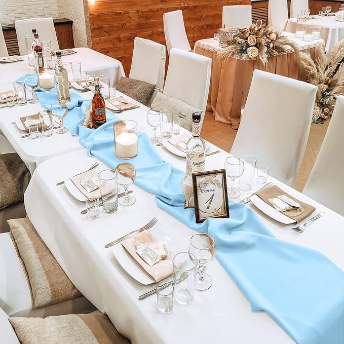 10 Pack 10ft Baby Blue Chiffon Table Runners Wedding Table Runner Sheer - Image 7