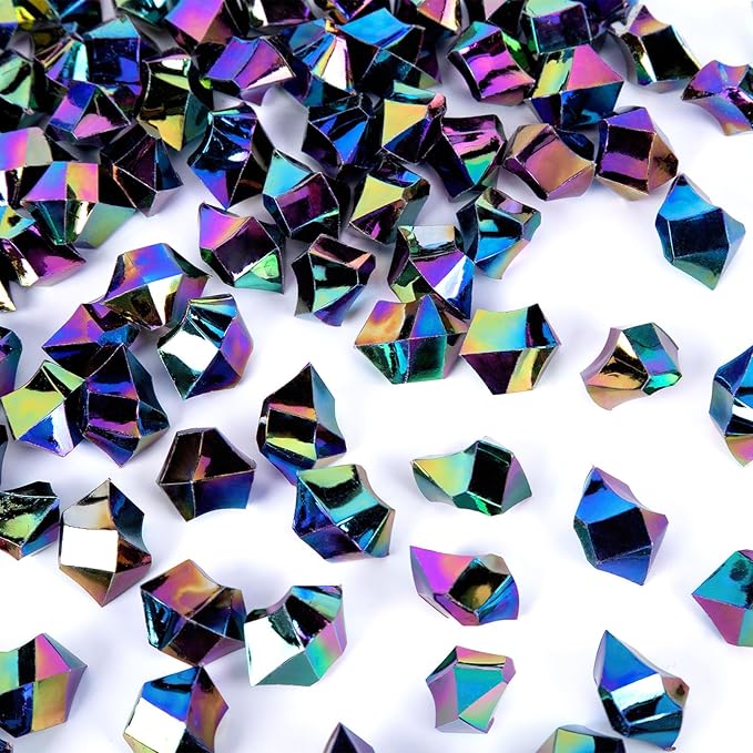 DomeStar 150PCS Iridescent Black Fake Ice, 2.5Cups Acrylic Gems Crystals Black by DOMESTAR