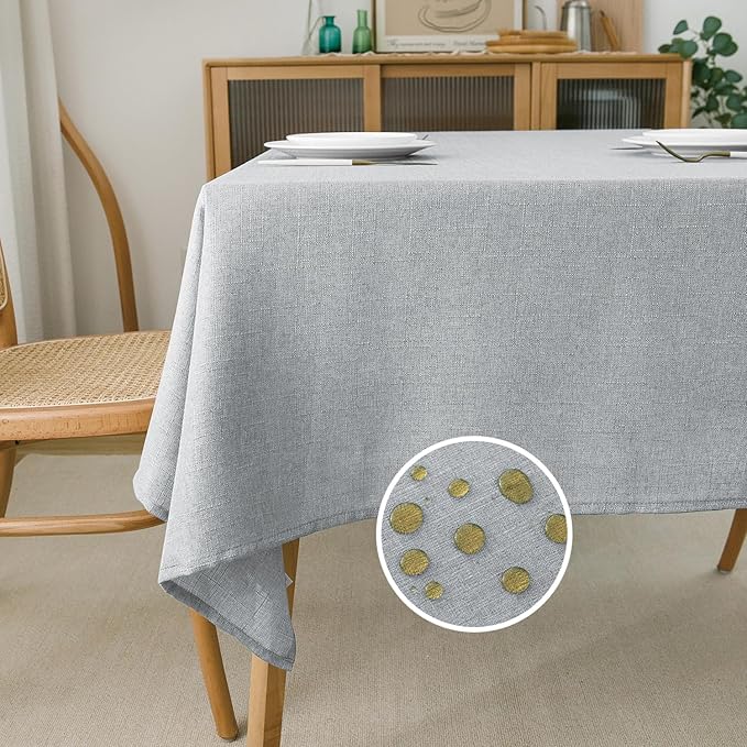 NLMUVW Square Linen Tablecloth, Light Grey Small Table Cloth Water Resistant by NLMUVW