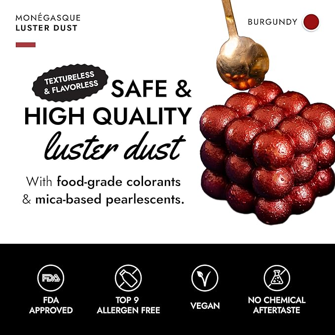 MONÉGASQUE Red Edible Glitter for Drinks 15g – Burgundy Edible Glitter for - Image 2