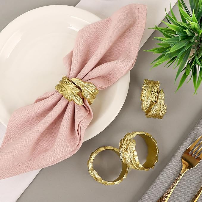 Gold Leaf Napkin Rings Set of 12 - Image 8