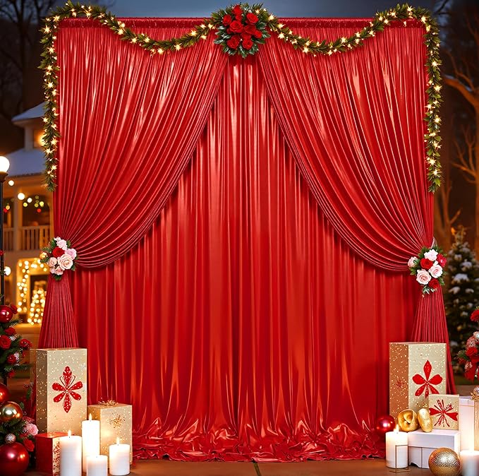 10ftx10ft Red Sequin Backdrop Curtain - Image 3