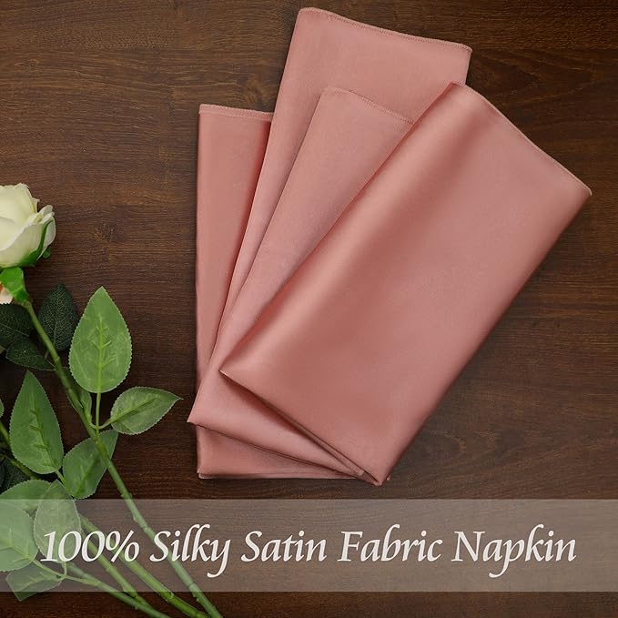 Manyshofu 60 Pieces Rose Gold Satin Napkins - Image 3
