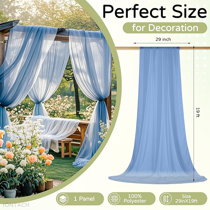 Wedding Arch Draping Fabric 29" x 19Ft Sheer Drapes - Image 2