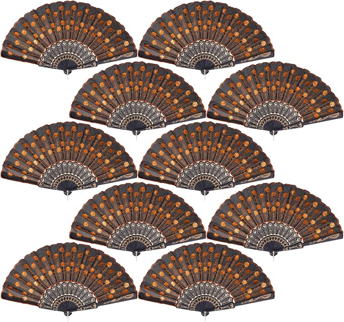QIRMIZI 30 Pack Fabric Folding Handheld Fans, and Dancing by QIRMIZI