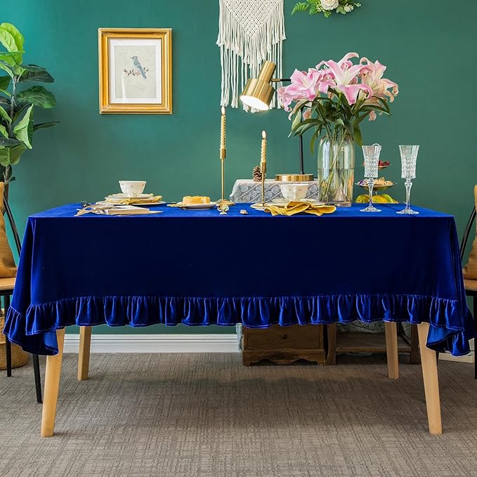 Velvet Tablecloth Luxurious Solid Rectangle Table Cloth, Oblong Retro Farmhouse - Image 3