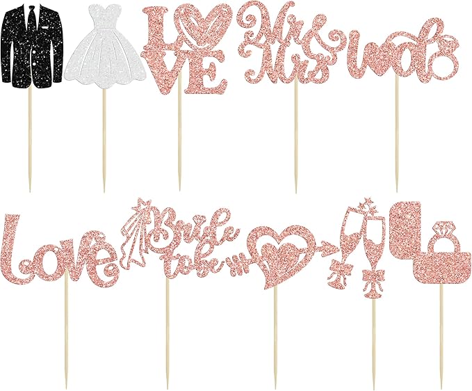 Ephlyn 30Pcs Bride to be Cupcake Toppers Glitter Wedding Cake Topper - Image 3