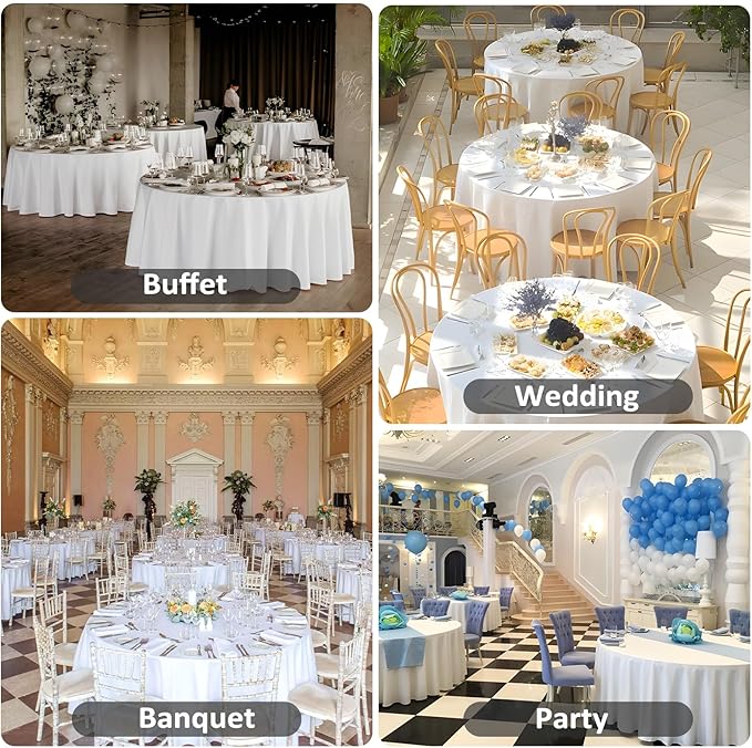 8 Pack White Round Tablecloth 120 Inch White Table Cloth Stain and Wrinkle - Image 6