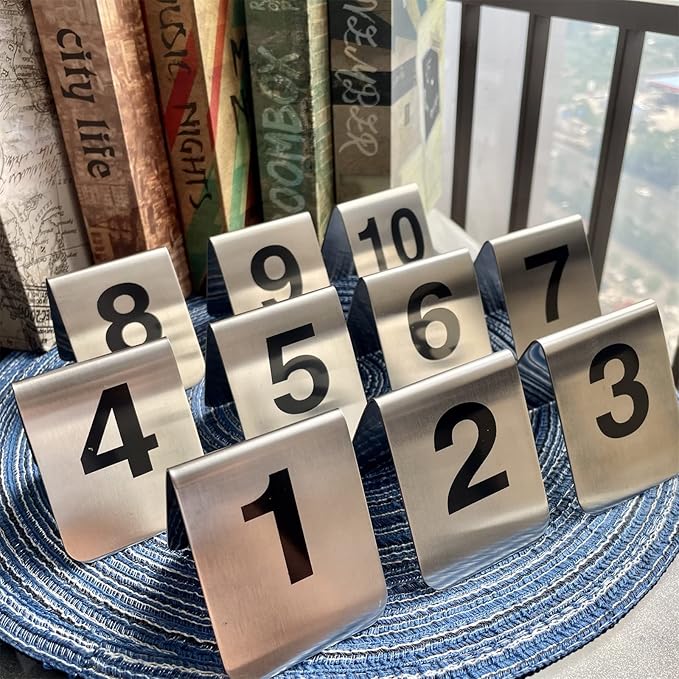 10 Pcs Metal Place Cards Stackable Tent Style Table Numbers，Place Card Holders - Image 3
