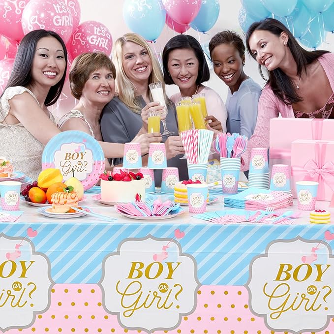 452 Pcs Gender Reveal Party Decorations Include Boy or Girl Paper Plates - Image 4