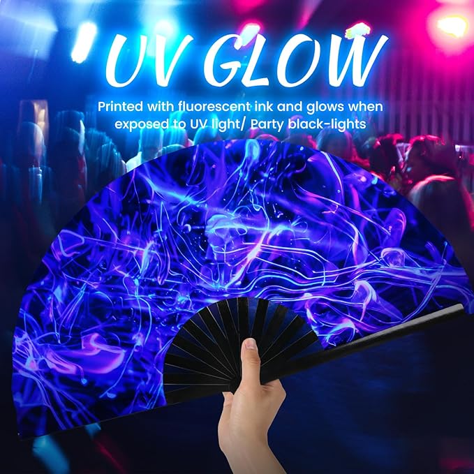 SYNTECSO Folding Hand Fan for Rave, Popping Fan for Line Dancing, Drag Queen - Image 7