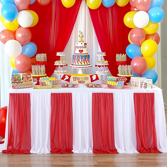 Reb and White Striped Table Skirt by Suppromo