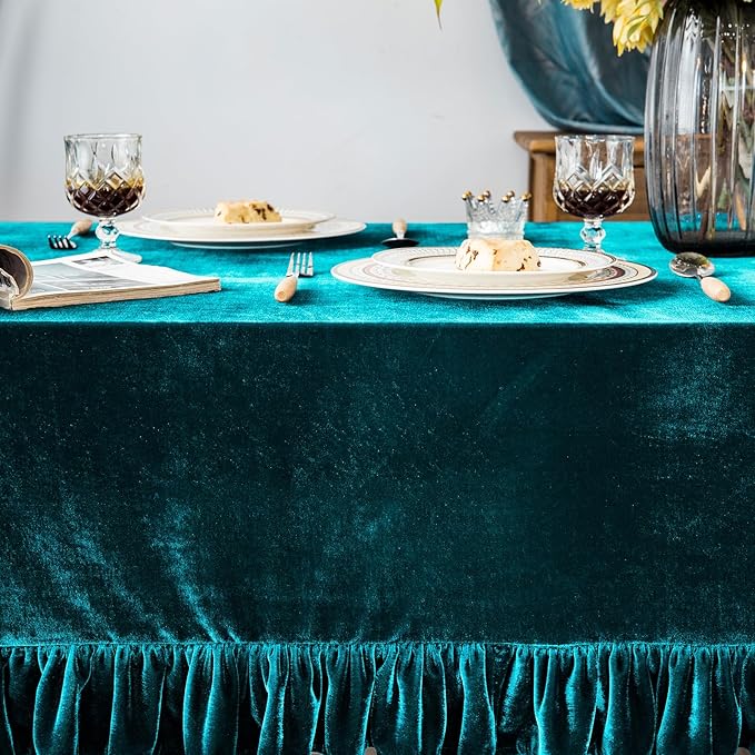 Velvet Tablecloth Luxurious Solid Rectangle Table Cloth, Oblong Retro Farmhouse - Image 6
