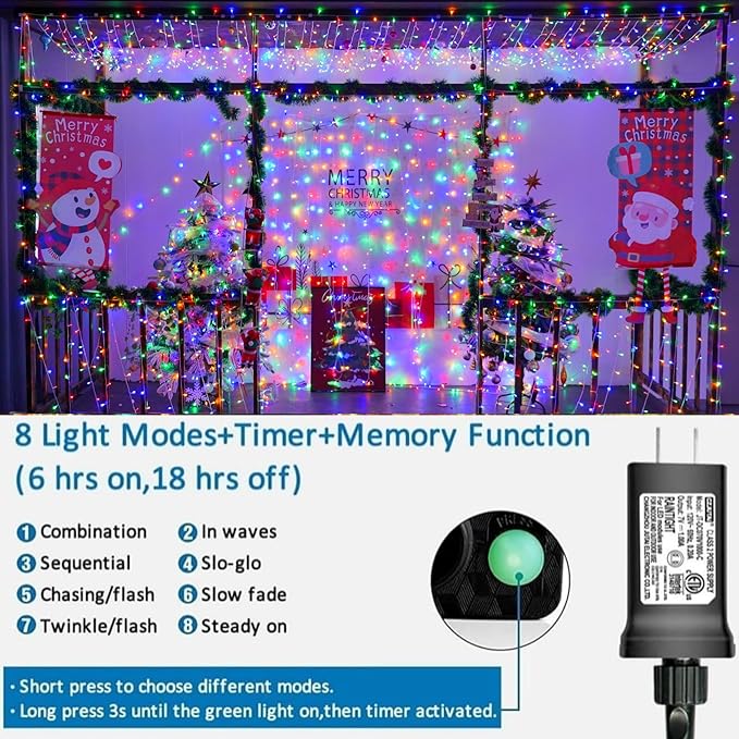 YEGUO 165ft 500 LED Christmas Lights Outdoor Waterproof, 8 Modes Twinkle Tree - Image 3
