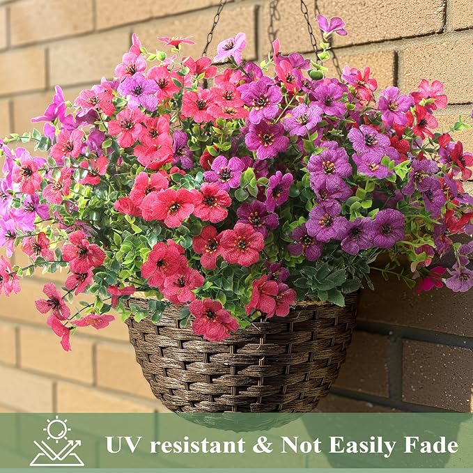 Artificial Flowers for Outdoors 12 Bundles, UV Resistant Colorful Fake Silk - Image 2