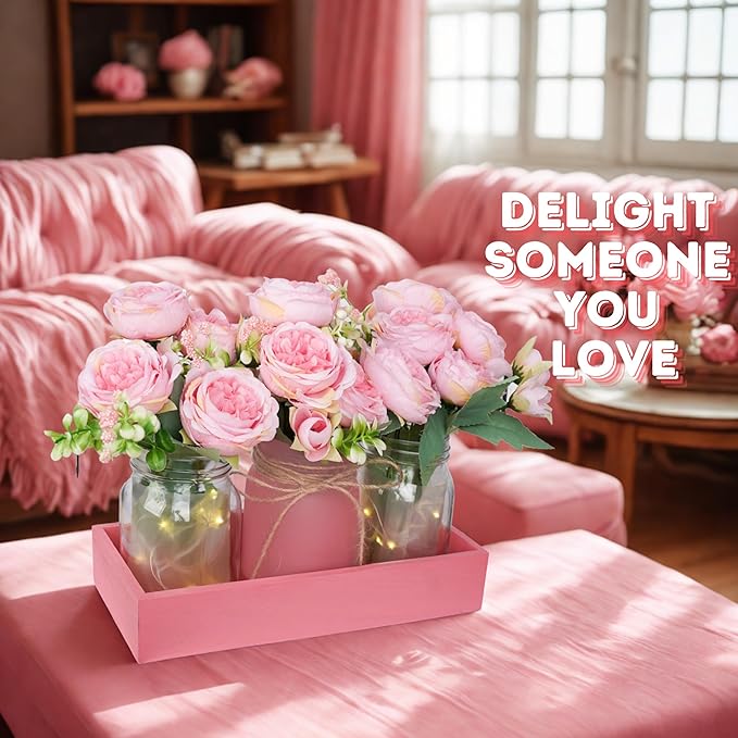 Rustic Pink Mason Jar Centerpiece - Image 6