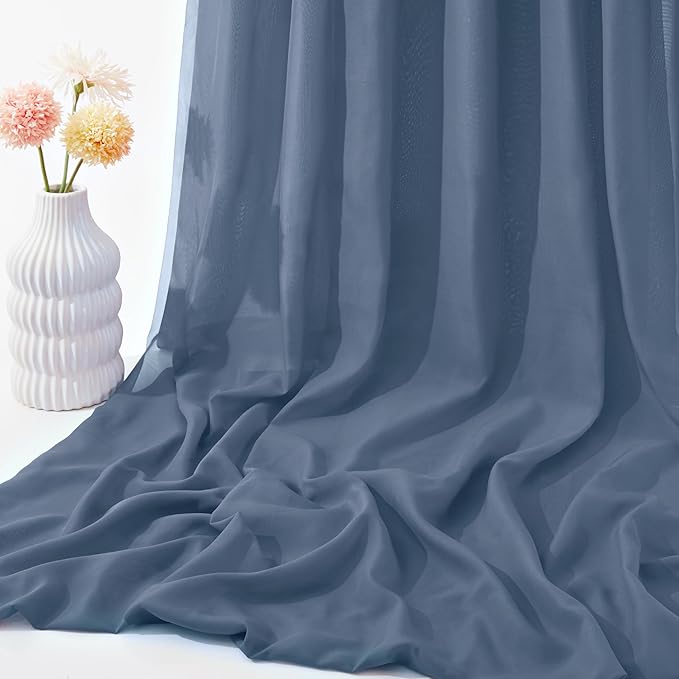 VACVELT Wedding Arch Draping Fabric Dusty Blue Chiffon, 1 Panel Sheer Drapes 30 - Image 7