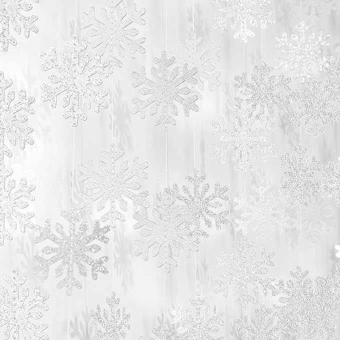 Snowflake-Snow Silver Christmas Party-Decoration Garland - 52ft Frozen Winter by Hugfond