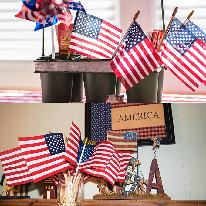 200pcs Small American Flags on Stick, Handheld 4 x 6 Inchs Mini American Flags - Image 7