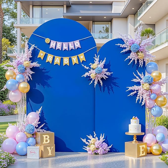 Royal Blue Arch Backdrop Cover for Wedding, 7.2FT 6FT Set of 2 Stretchy Spandex - Image 2