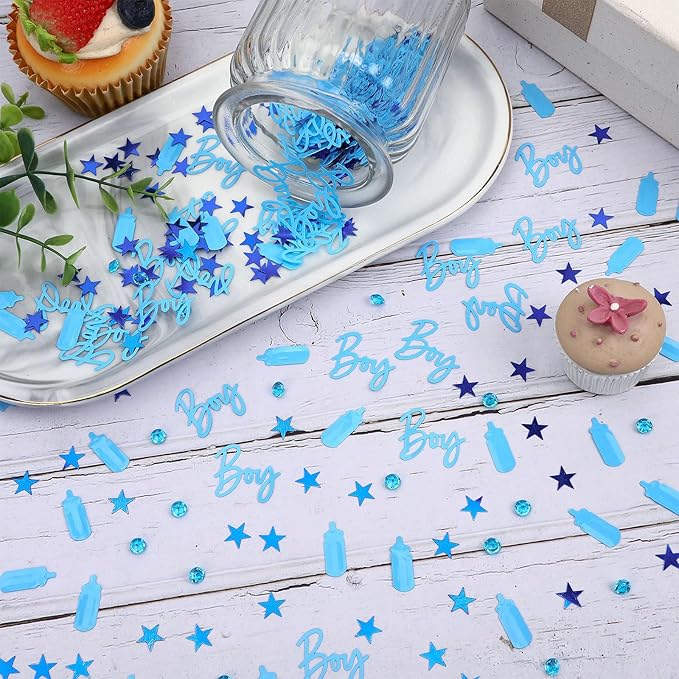 MARFOREVER Blue Confetti, Baby Shower Decorations Glitter Boy Table Confetti - Image 3