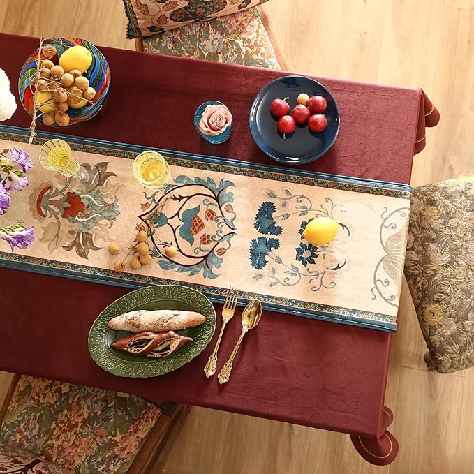 patdrea Designer Casual Wild Floral Velvet Table Runner 118 Inch Long, - Image 8