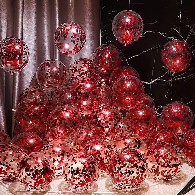 Red Foil Confetti, Round Dots Glitter Table Confetti, Sparkling - Image 3
