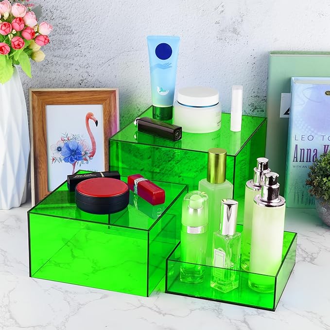 Green Buffet Risers 3 Pcs Acrylic Boxes Display Risers - Image 6