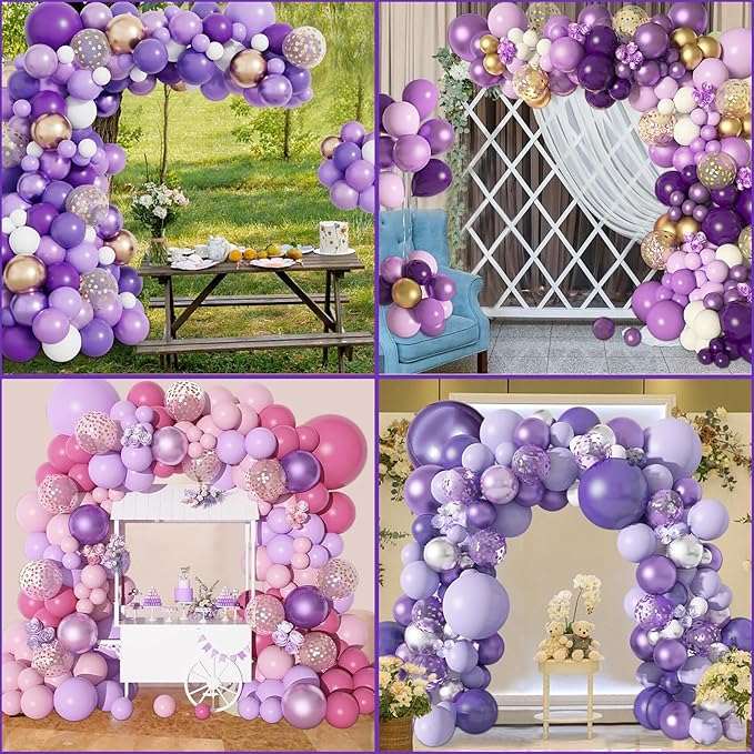 Amandir 153pcs Purple Balloon Garland Arch Kit, Different Sizes 18 12 10 5 inch - Image 6