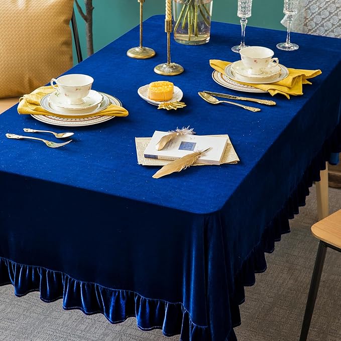 Velvet Tablecloth Luxurious Solid Rectangle Table Cloth, Oblong Retro Farmhouse - Image 9